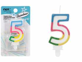 Świeczka urodzinowa Cyferka 5 Rainbow DECOR