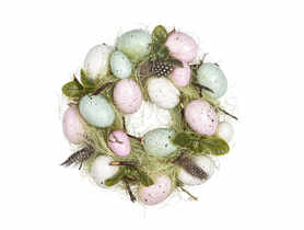 Wianek Wielkanocny 22x22x6,5 cm dekor pastelowe jajka ALTOMDESIGN