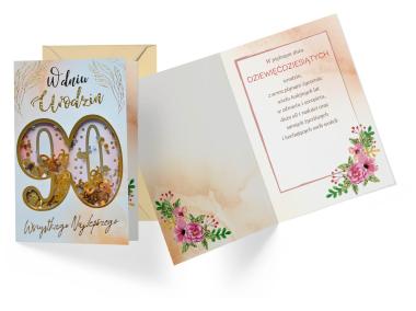 Zdjęcie: Karnet Konfetti KNF-044 Urodziny 90 - cyfry KUKARTKA