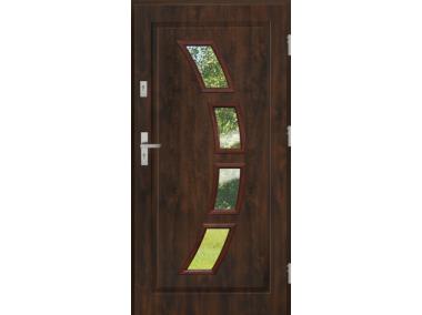 Zdjęcie: Drzwi zewnętrzne stalowo-drewniane Disting Mario 03 Orzech 90 cm prawe zamek listwowy KR CENTER