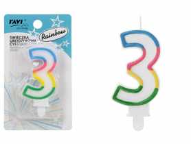 Świeczka urodzinowa Cyferka 3 Rainbow DECOR