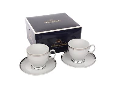 Zdjęcie: Zestaw 2 filiżanek doo kawy Mariapaula 220 ml i spodków 15 cm dekoracja Platynowa Linia ALTOMDESIGN