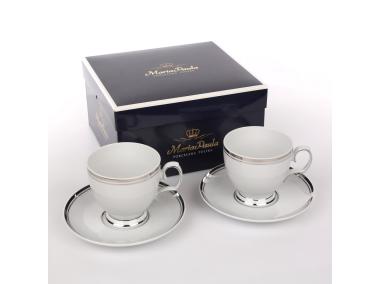 Zdjęcie: Zestaw 2 filiżanek doo kawy Mariapaula 220 ml i spodków 15 cm dekoracja Platynowa Linia ALTOMDESIGN