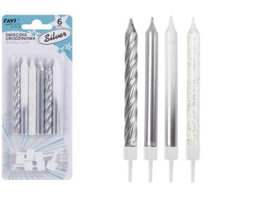 Zdjęcie: Świeczki urodzinowe Silver 6 sztuk DECOR