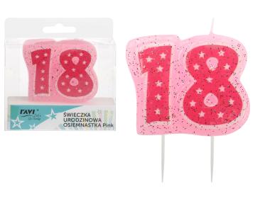 Zdjęcie: Świeczka urodzinowa Osiemnastka, Pink DECOR