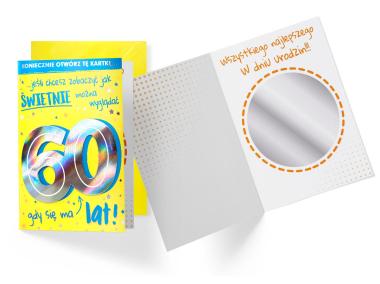 Zdjęcie: Karnet DK-926 Urodziny 60 lat - lusterko - cyfry KUKARTKA