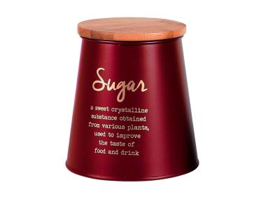 Zdjęcie: Puszka stożkowa z pokrywą bambusową 10,5x14x10,5 cm czerwona dekoracja Sugar ALTOMDESIGN