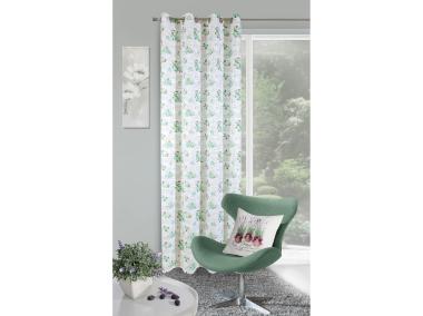 Zdjęcie: Zasłona Fiore 140x250 cm biało-miętowa na przlotkach EUROFIRANY