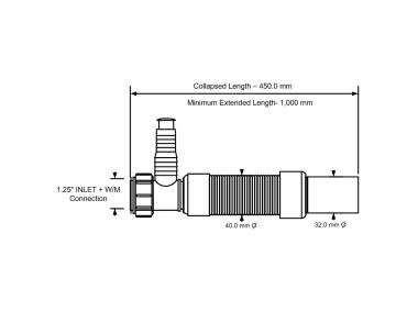Zdjęcie: Złączka montażowa harmonijkowa L-1000 mm 1.1/4x32 mm MCALPINE