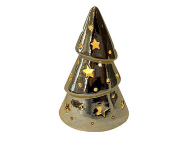 Zdjęcie: Figurka porcelanowa Choinka na Tealight 10x7x15 cm złota ALTOMDESIGN