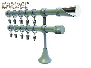 Zdjęcie: Karnisz podwójny Victoria fi 19 mm - 160 cm szary taza folia KARWEL