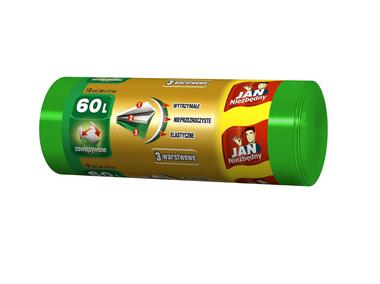Zdjęcie: Worki na śmieci 3-warstwowe zawiązywane 60 L - 18 szt. JAN NIEZBĘDNY