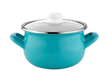 Zdjęcie: Garnek emaliowany Capri Pyza 16 cm - 1,9 L morski EMALIA PLESZEW