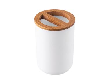 Zdjęcie: Kubek na szczoteczki plastikowy z bambusem 7x7x10,5 cm ALTOMDESIGN
