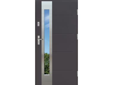 Drzwi zewnętrzne stalowo-drewniane Disting Nicolo 05B Antracyt 90 cm prawe KR CENTER