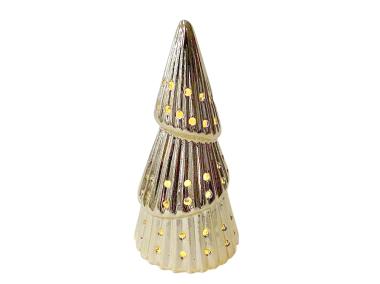 Zdjęcie: Figurka porcelanowa Choinka oświetlenie LED 8x8x15 cm złota ALTOMDESIGN