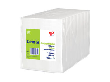 Zdjęcie: Serwetki białe jednowarstwowe do dyspenserów 33x24 cm - 500 szt. PP PROFESSIONAL