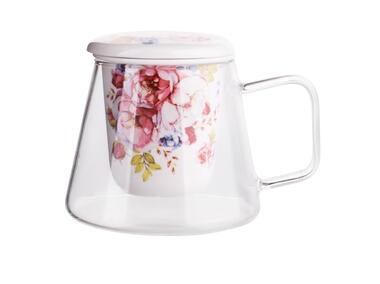 Zdjęcie: Kubek szklany Scarlett z porcelanowym zaparzaczem i i pokrywką 300 ml ALTOMDESIGN