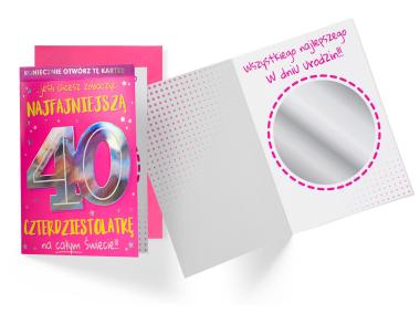 Zdjęcie: Karnet DK-923 Urodziny 40-latki - lusterko - cyfry KUKARTKA