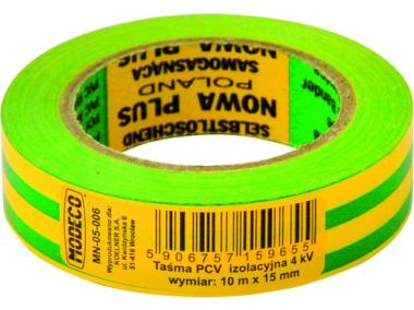 Zdjęcie: Taśma izolacyjna kolorowa 15 mm - 10 m atest 1 kV MODECO EXPERT
