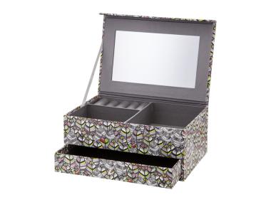 Zdjęcie: Pudełko tekturowe z lusterkiem i szufladką Look 20x14x8 cm piórka AMBITION