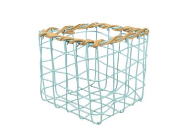 Zdjęcie: Kosz druciany 14x14x13 cm turkusowy kwadratowy TIN TOURS