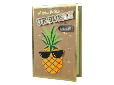 Zdjęcie: Karnet FR-013 Urodziny - ananas KUKARTKA