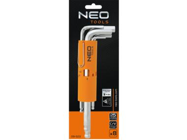 Zdjęcie: Klucze sześciokątne, długie, kuliste 2.5-10 mm, zestaw 8 sztuk NEO
