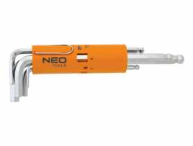 Klucze sześciokątne, długie, kuliste 2.5-10 mm, zestaw 8 sztuk NEO