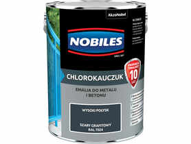 Emalia do metalu i betonu Chlorokauczuk szary grafitowy wysoki połysk 5 L NOBILES