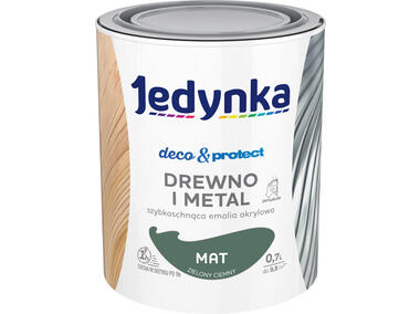 Farba do drewna i metalu Deco&Protect mat zielony ciemny 0,7 L JEDYNKA