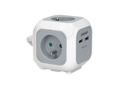 Zdjęcie: Przedłużacz 4-krotny 2 x USB przewód 1,4 m ORNO