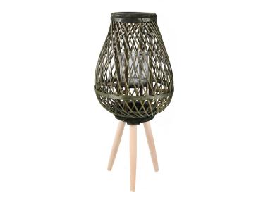 Zdjęcie: Lampion na nóżkach zielony 28x28x36/60 cm TIN TOURS