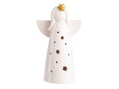 Zdjęcie: Figurka porcelanowa Aniołek oświetlenie LED 12x7,5x20 cm ALTOMDESIGN
