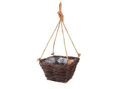 Zdjęcie: Kosz wiszący z brzozy na kwiaty 26x26x16 cm kwadratowy TIN TOURS