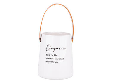 Zdjęcie: Naczynie porcelanowe Organic wysokie ze skórzaną rączką 12x14 cm ALTOMDESIGN