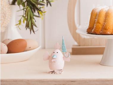 Zdjęcie: Figurka metalowa Kurka jasnoróżowa z parasolką 7x9 cm ALTOMDESIGN