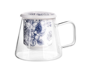Zdjęcie: Kubek szklany z porcelanowym zaparzaczem i pokrywką 300 ml ALTOMDESIGN