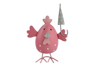 Zdjęcie: Figurka Metalowa Kurka różowa Z Parasolką 7x9 cm ALTOMDESIGN