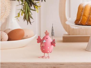 Zdjęcie: Figurka Metalowa Kurka różowa Z Parasolką 7x9 cm ALTOMDESIGN