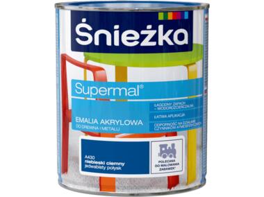 Zdjęcie: Farba emaliowo-akrylowa Supermal 0,8 L niebieski ciemny ŚNIEŻKA