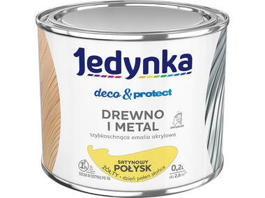 Emalia akrylowa Deco&Protect drewno i metal satynowy połysk żółty 0,2 L JEDYNKA