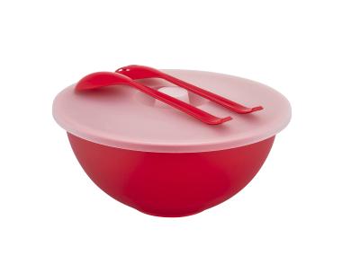 Zdjęcie: Miska z pokrywą i łyżkami do sałaty 26 cm 3,6 L czerwona ALTOMDESIGN