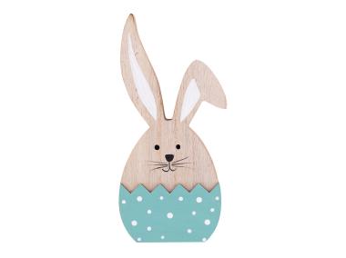 Zdjęcie: Figurka drewniana Zajączek w miętowym jajku 8,5x20x2cm ALTOMDESIGN