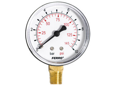 Zdjęcie: Manometr 63 mm 1/4 radialny 0-10 bar FERRO