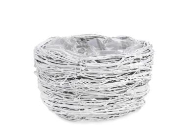 Zdjęcie: Donica ogrodowa z gałązek brzozy 23x14 cm wrzosówka biała TIN TOURS