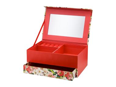 Zdjęcie: Pudełko tekturowe z lusterkiem i szufladką Look 20x14x8 cm kwiaty AMBITION