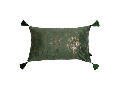 Zdjęcie: Poszewka welwetowa ze złotym nadrukiem i pomponami oh my chic 1 zielono-złota 30x50 cm CHIC HOME
