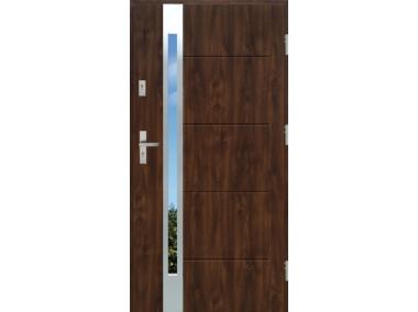Zdjęcie: Drzwi zewnętrzne stalowo-drewniane Disting Nicolo 12B Orzech 90 cm prawe KR CENTER