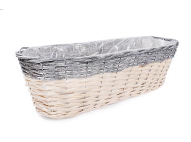 Zdjęcie: Balkonówka doniczka wiklinowa do obsadzania kwiatami 46x21x15 cm TIN TOURS